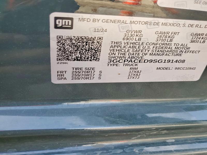 Aukcja sprzedaży 2025 Chevrolet Silverado, vin: 3GCPACED9SG191408, numer aukcji: 60584066