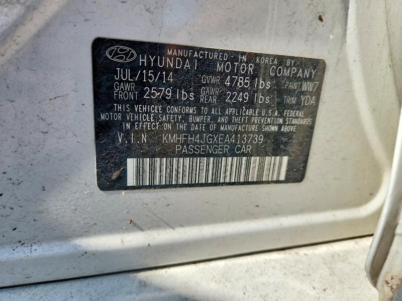 2014 Hyundai Azera მანქანა იყიდება აუქციონზე, vin: KMHFH4JGXEA413739, აუქციონის ნომერი: 61521096