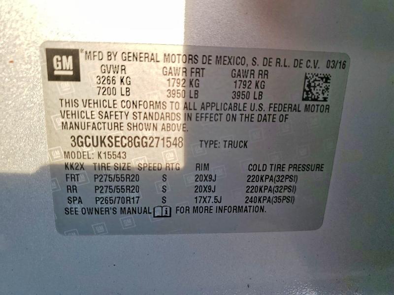 60230506 :رقم المزاد ، 3GCUKSEC8GG271548 vin ، 2016 Chevrolet Silverado مزاد بيع