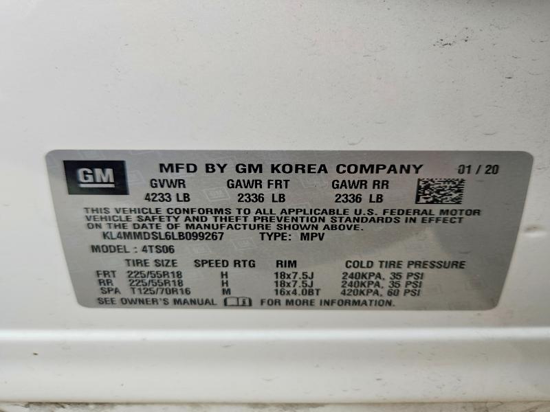 2020 Buick Encore Gx მანქანა იყიდება აუქციონზე, vin: KL4MMDSL6LB099267, აუქციონის ნომერი: 62353476