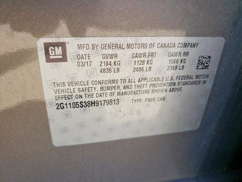 Aukcja sprzedaży 2017 Chevrolet Impala, vin: 2G1105S38H9179813, numer aukcji: 61068296