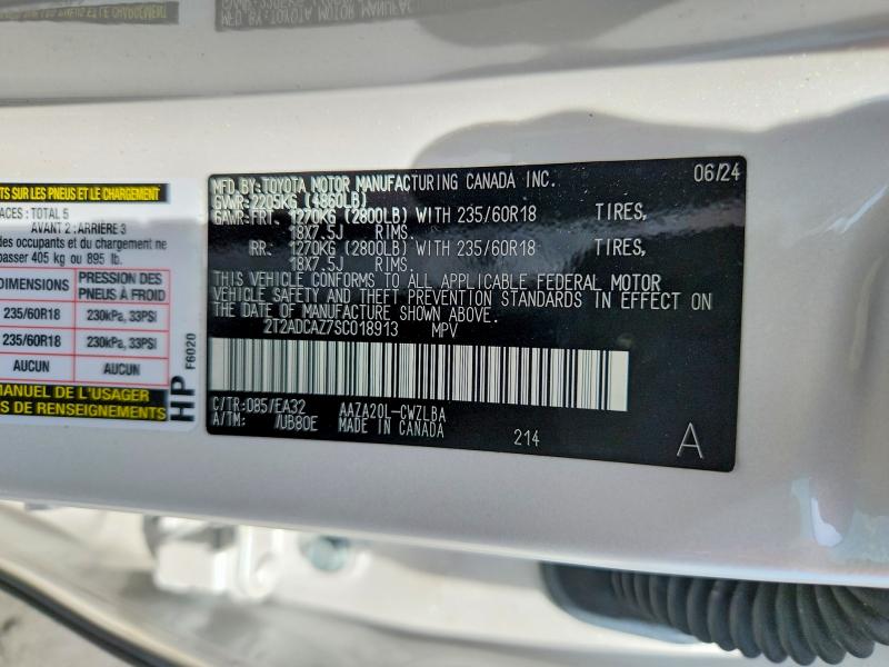 Aukcja sprzedaży 2025 Lexus Nx 250, vin: 2T2ADCAZ7SC018913, numer aukcji: 59788356