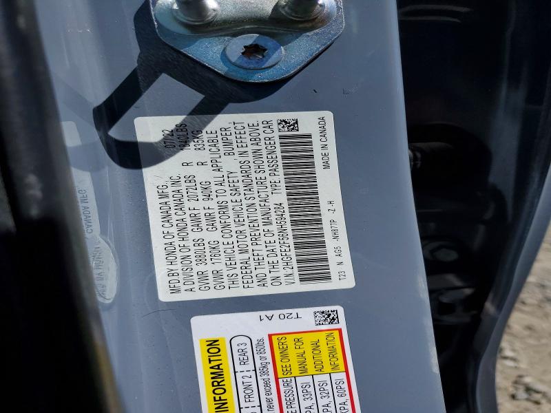 2022 Honda Civic მანქანა იყიდება აუქციონზე, vin: 2HGFE2F56NH594284, აუქციონის ნომერი: 62293016