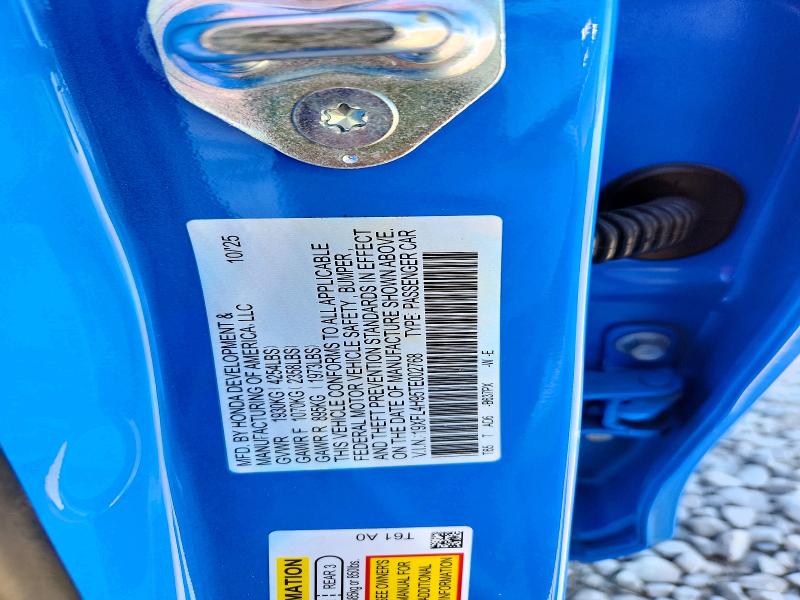 Aukcja sprzedaży 2026 Honda Civic, vin: 19XFL4H95TE002768, numer aukcji: 60608426