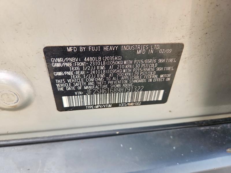 Продажа на аукционе авто 2009 Subaru Forester, vin: JF2SH61689H791322, номер лота: 59755226