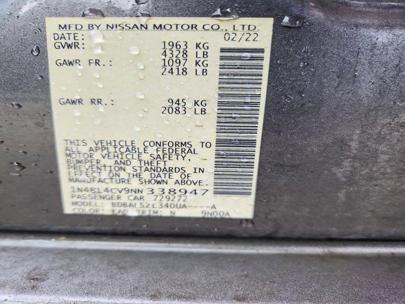 60746536 :رقم المزاد ، 1N4BL4CV9NN338947 vin ، 2022 Nissan Altima مزاد بيع