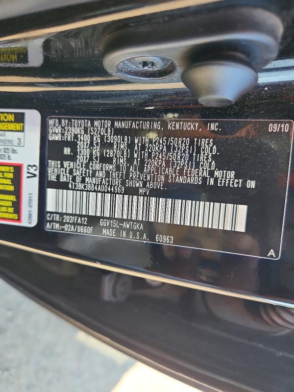 Продажа на аукционе авто 2010 Toyota Venza, vin: 4T3BK3BB4AU044969, номер лота: 62237446
