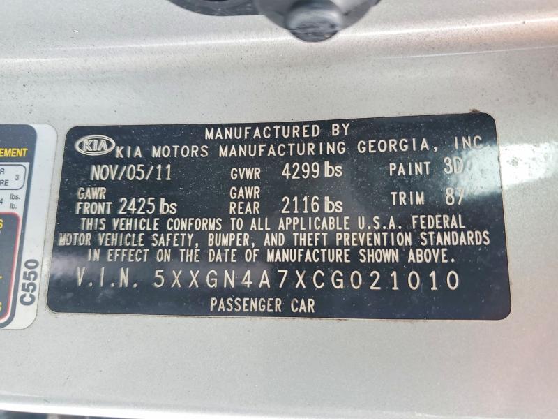 Продаж на аукціоні авто 2012 Kia Optima, vin: 5XXGN4A7XCG021010, номер лоту: 59366446