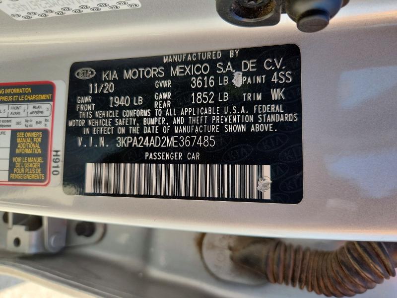 Продаж на аукціоні авто 2021 Kia Rio, vin: 3KPA24AD2ME367485, номер лоту: 61717026
