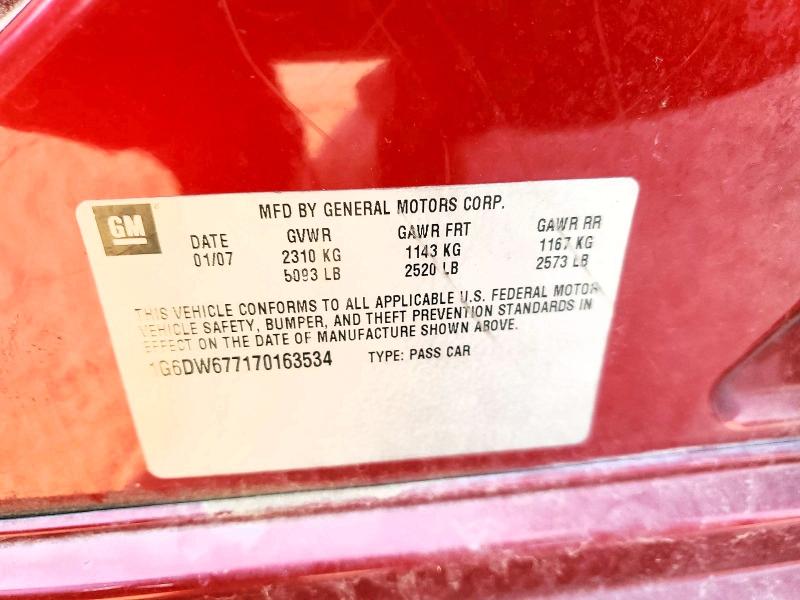 2007 Cadillac Sts მანქანა იყიდება აუქციონზე, vin: 1G6DW677170163534, აუქციონის ნომერი: 60945576