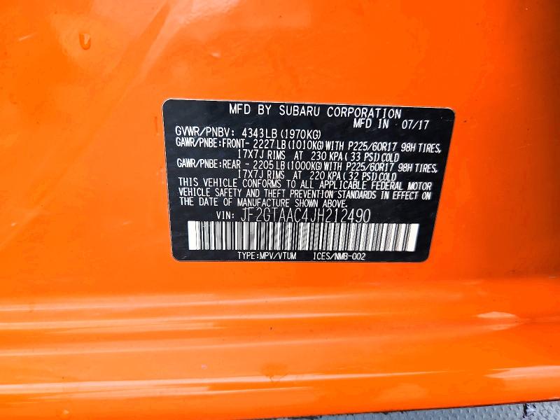 Продаж на аукціоні авто 2018 Subaru Crosstrek, vin: JF2GTAAC4JH212490, номер лоту: 59839306