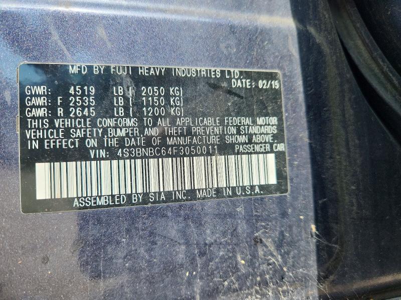 Aukcja sprzedaży 2015 Subaru Legacy, vin: 4S3BNBC64F3050011, numer aukcji: 60316246
