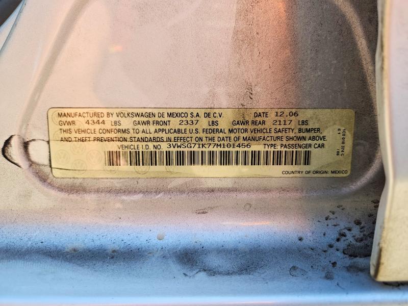 63415986 :رقم المزاد ، 3VWSG71K77M101456 vin ، 2007 Volkswagen Jetta مزاد بيع