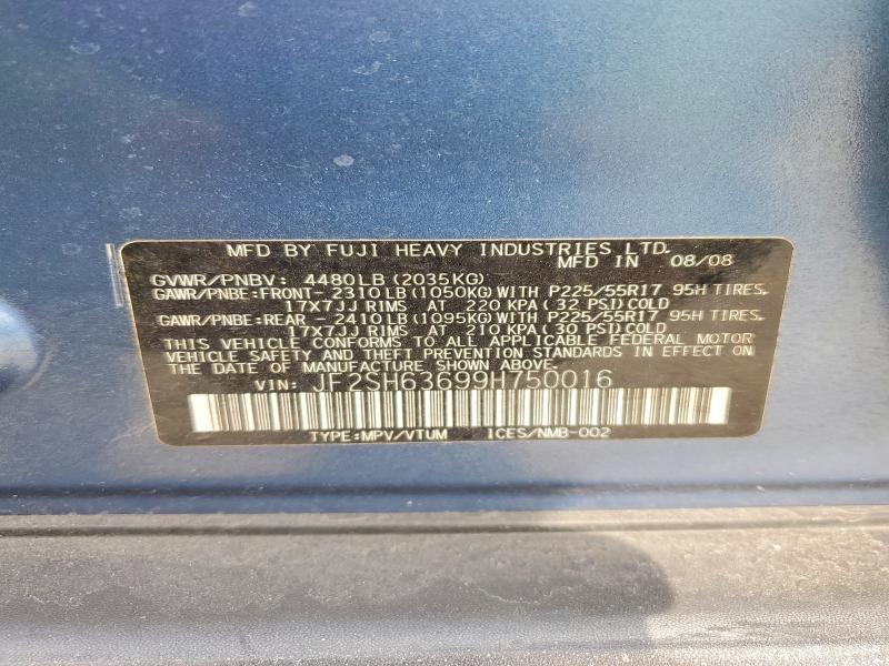 Продаж на аукціоні авто 2009 Subaru Forester, vin: JF2SH63699H750016, номер лоту: 61860366