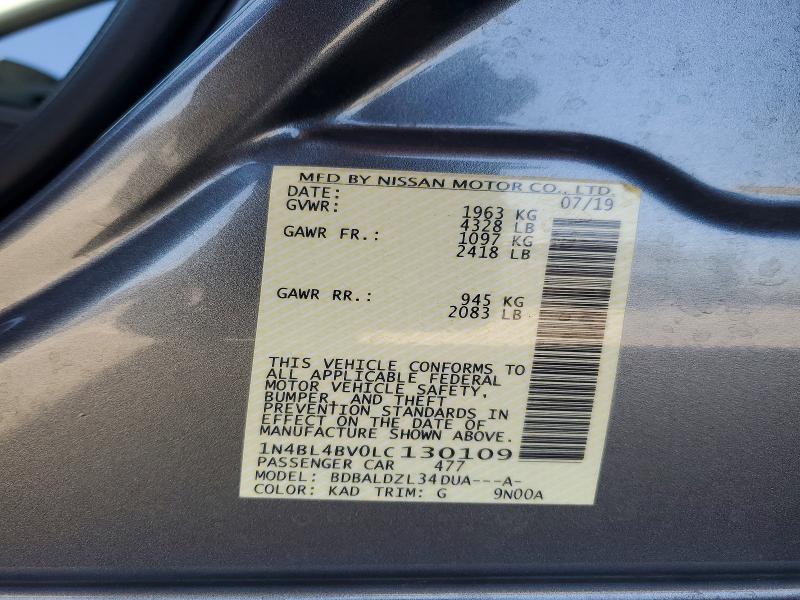 Продажа на аукционе авто 2020 Nissan Altima, vin: 1N4BL4BV0LC130109, номер лота: 63239536