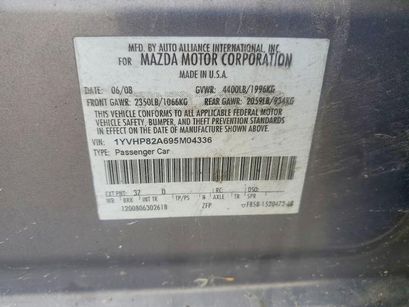59543606 :رقم المزاد ، 1YVHP82A695M04336 vin ، 2009 Mazda 6 مزاد بيع