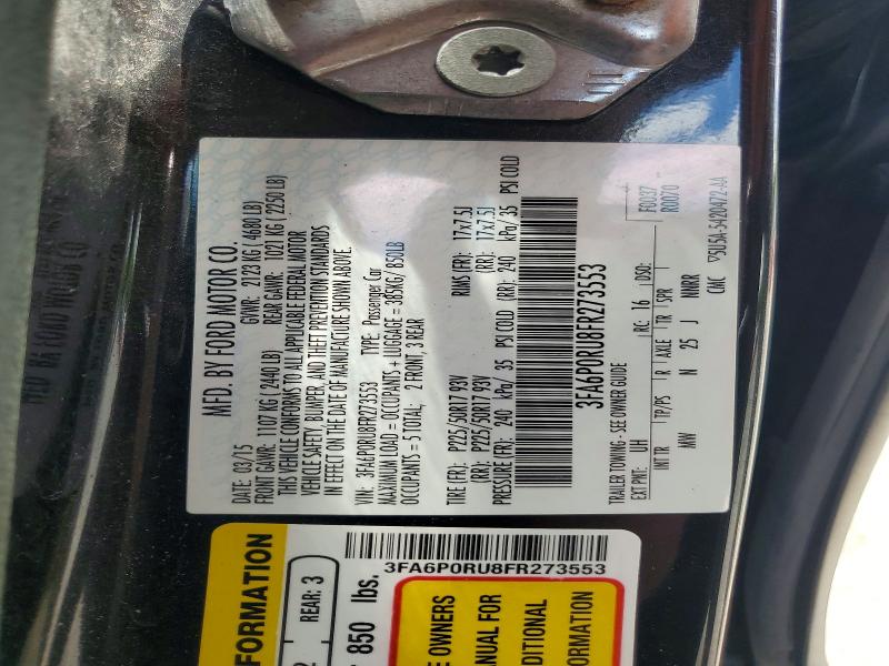 2015 Ford Fusion მანქანა იყიდება აუქციონზე, vin: 3FA6P0RU8FR273553, აუქციონის ნომერი: 60417366