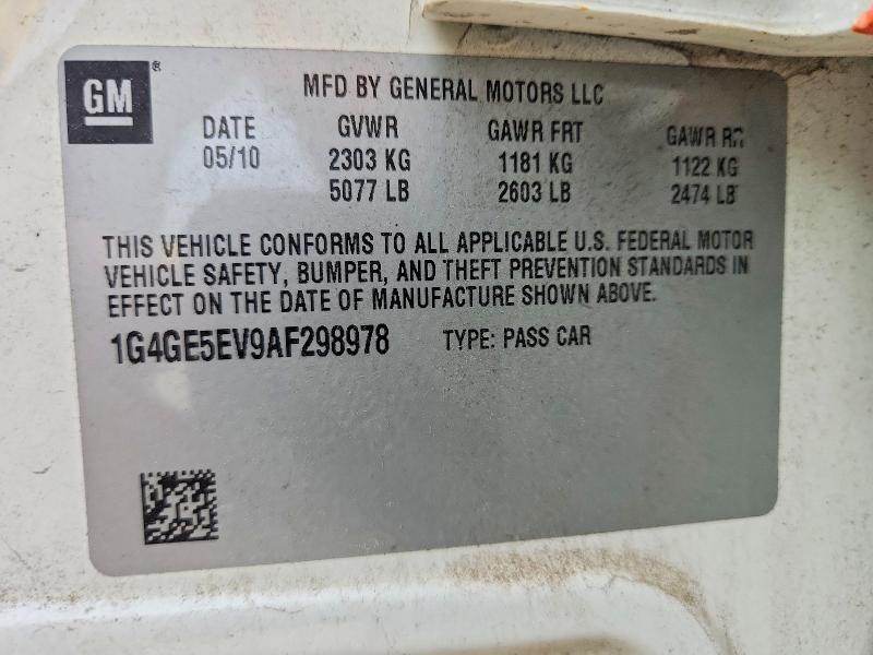60363586 :رقم المزاد ، 1G4GE5EV9AF298978 vin ، 2010 Buick Lacrosse مزاد بيع