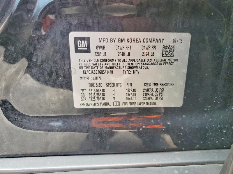 Продаж на аукціоні авто 2016 Buick Encore, vin: KL4CJASB3GB541440, номер лоту: 62059556