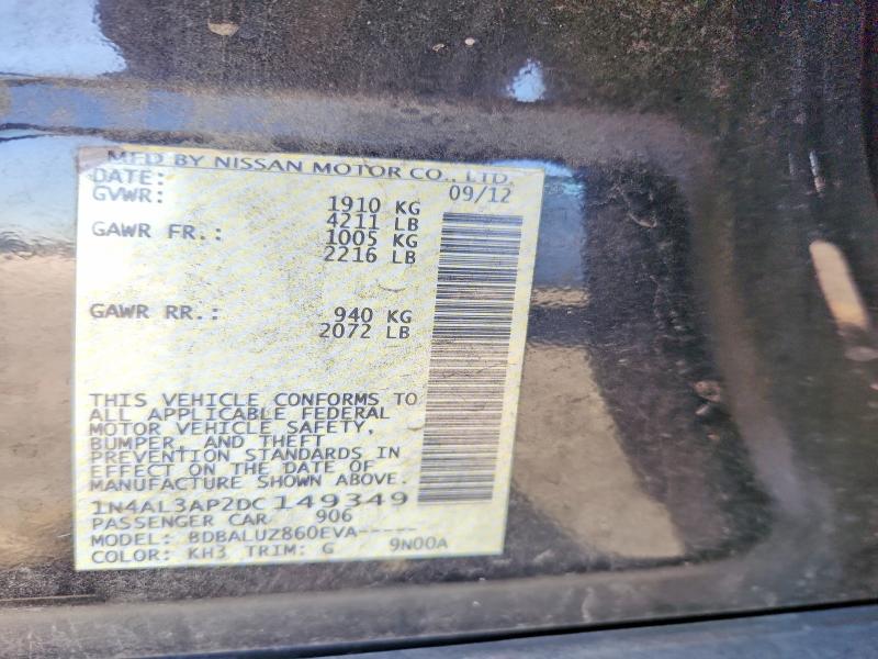 Продаж на аукціоні авто 2013 Nissan Altima, vin: 1N4AL3AP2DC149349, номер лоту: 62248846