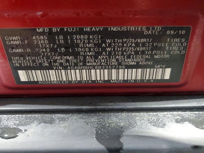 Продажа на аукционе авто 2011 Subaru Outback, vin: 4S4BRBHC8B3352796, номер лота: 60143686