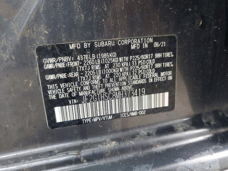 Aukcja sprzedaży 2021 Subaru Crosstrek, vin: JF2GTHSC8MH373419, numer aukcji: 62160056