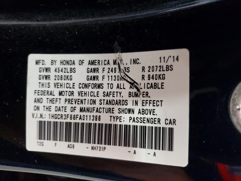 61605806 :رقم المزاد ، 1HGCR3F88FA011396 vin ، 2015 Honda Accord مزاد بيع