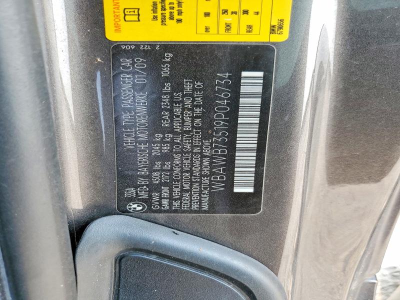 62634686 :رقم المزاد ، WBAWB73519P046734 vin ، 2009 Bmw 335 مزاد بيع