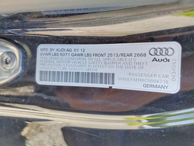 Aukcja sprzedaży 2012 Audi A5, vin: WAULFAFHXCN006715, numer aukcji: 60379306