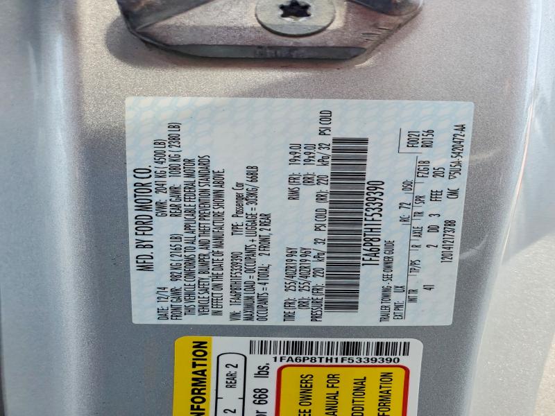 Продажа на аукционе авто 2015 Ford Mustang, vin: 1FA6P8TH1F5339390, номер лота: 61021546