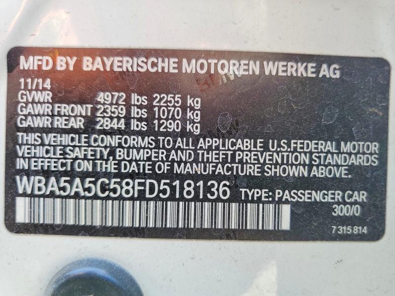 Aukcja sprzedaży 2015 Bmw 528, vin: WBA5A5C58FD518136, numer aukcji: 62127236