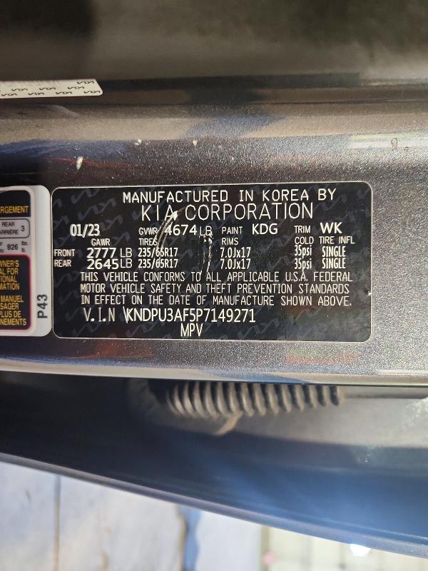 2023 Kia Sportage მანქანა იყიდება აუქციონზე, vin: KNDPU3AF5P7149271, აუქციონის ნომერი: 62137946