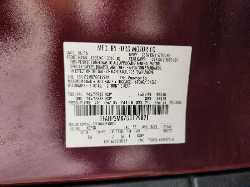 Продаж на аукціоні авто 2016 Ford Taurus, vin: 1FAHP2MK7GG129821, номер лоту: 60781086