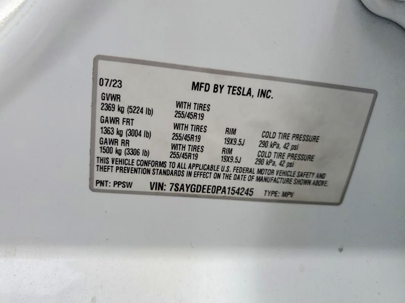 Продаж на аукціоні авто 2023 Tesla Model Y, vin: 7SAYGDEE0PA154245, номер лоту: 59736066