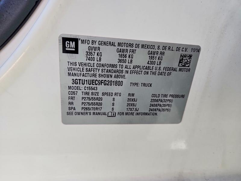 2015 Gmc Sierra მანქანა იყიდება აუქციონზე, vin: 3GTU1UEC9FG201800, აუქციონის ნომერი: 62953636