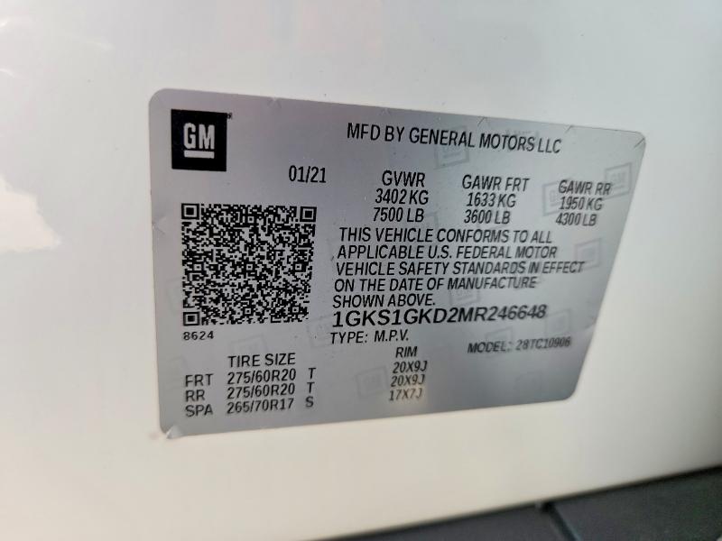 Продажа на аукционе авто 2021 Gmc Yukon Xl, vin: 1GKS1GKD2MR246648, номер лота: 59632786