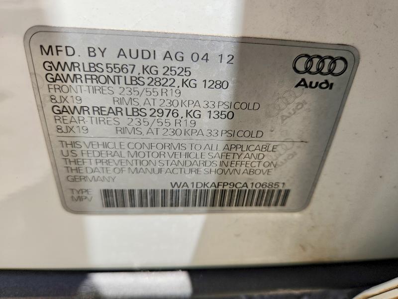 Aukcja sprzedaży 2012 Audi Q5, vin: WA1DKAFP9CA106851, numer aukcji: 59719986