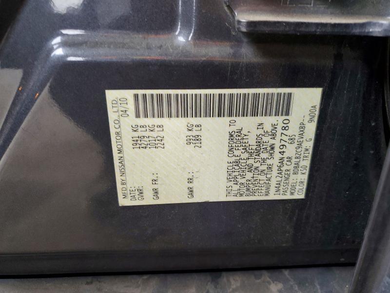 Aukcja sprzedaży 2010 Nissan Altima, vin: 1N4AL2AP6AN497780, numer aukcji: 60177846