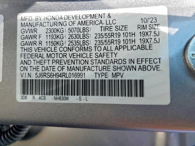 Продаж на аукціоні авто 2024 Honda Cr-v, vin: 5J6RS6H94RL016991, номер лоту: 63356576