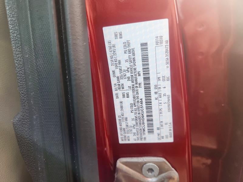 Aukcja sprzedaży 2019 Ford Escape, vin: 1FMCU9HD6KUC51464, numer aukcji: 62809206
