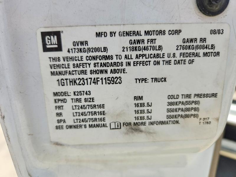 Aukcja sprzedaży 2004 Gmc Sierra, vin: 1GTHK23174F115923, numer aukcji: 61328756