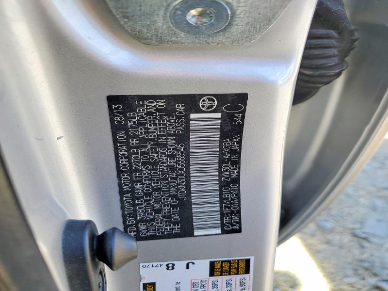 Продаж на аукціоні авто 2013 Toyota Prius, vin: JTDKN3DUXD5685545, номер лоту: 60138036