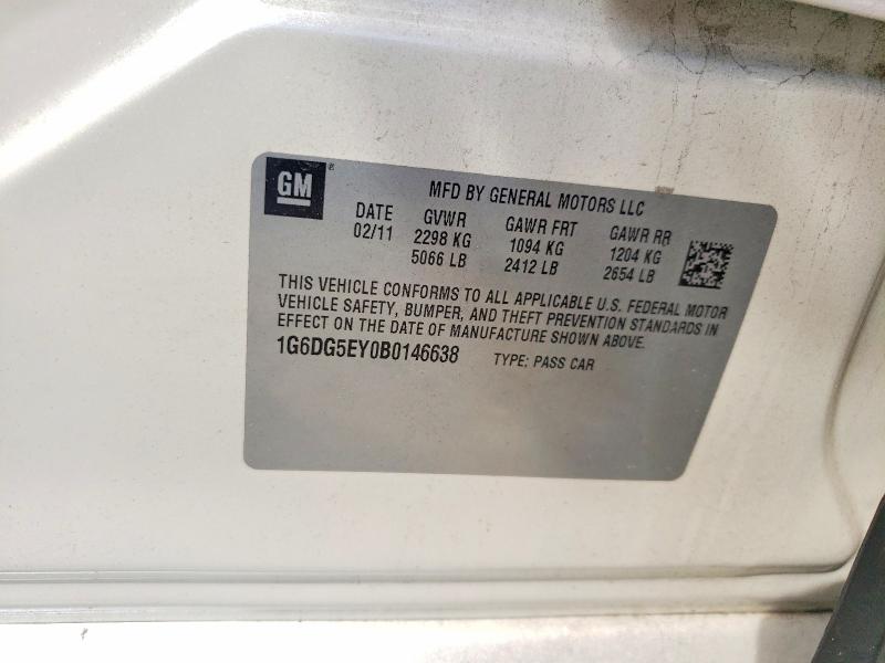 2011 Cadillac Cts მანქანა იყიდება აუქციონზე, vin: 1G6DG5EY0B0146638, აუქციონის ნომერი: 85610255