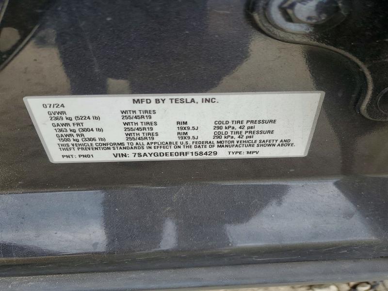 Продажа на аукционе авто 2024 Tesla Model Y, vin: 7SAYGDEE0RF158429, номер лота: 58757716