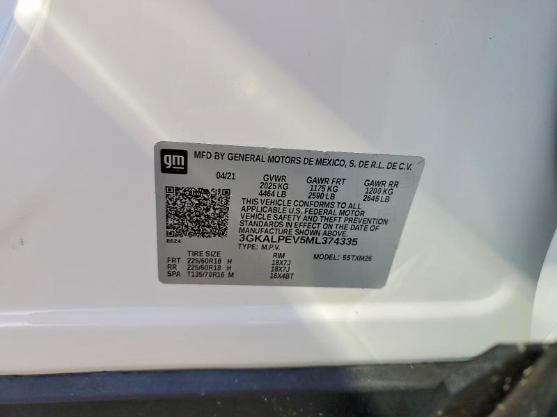 59707546 :رقم المزاد ، 3GKALPEV5ML374335 vin ، 2021 Gmc Terrain مزاد بيع