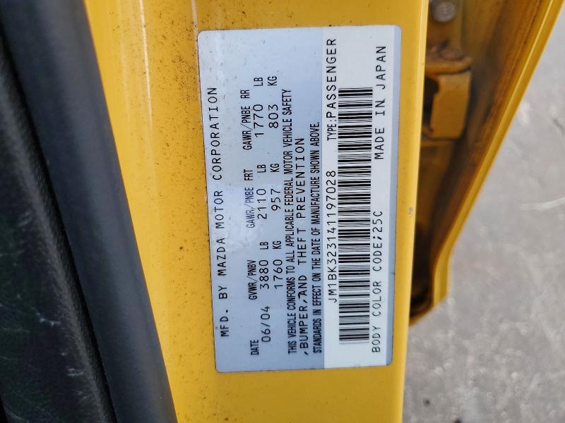 2004 Mazda 3 მანქანა იყიდება აუქციონზე, vin: JM1BK323141197028, აუქციონის ნომერი: 61763146
