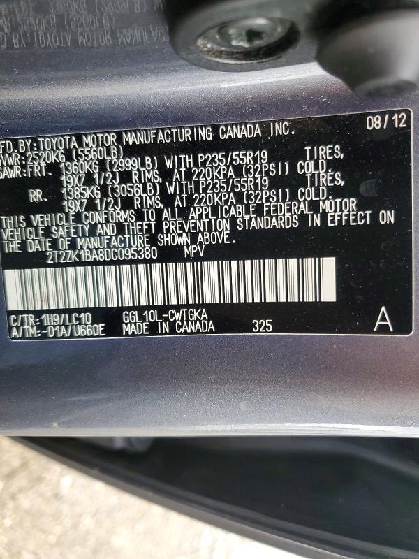 Продажа на аукционе авто 2013 Lexus Rx, vin: 2T2ZK1BA8DC095380, номер лота: 60205836