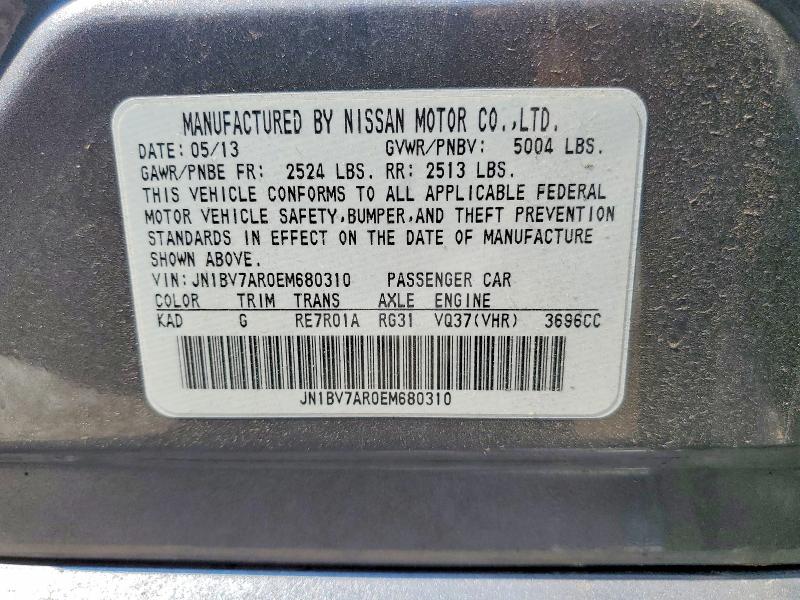 2014 Infiniti Q50 მანქანა იყიდება აუქციონზე, vin: JN1BV7AR0EM680310, აუქციონის ნომერი: 61489476