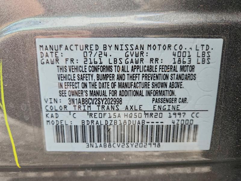 Продажа на аукционе авто 2025 Nissan Sentra, vin: 3N1AB8CV2SY202998, номер лота: 61932706