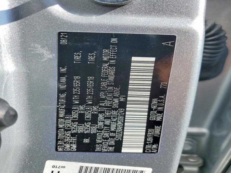 63243256 :رقم المزاد ، 5TDZZRAH0MS081249 vin ، 2021 Toyota Highlander مزاد بيع